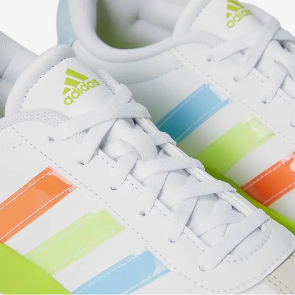 NIB [Adidas] VL Court 3.0 K Skateboard Tennis Shoes Sneakers Neon Youth 5 / W 6 - Picture 4 of 14